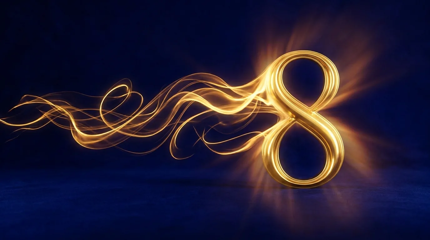 An abstract concept of a written name transforming into a glowing golden number