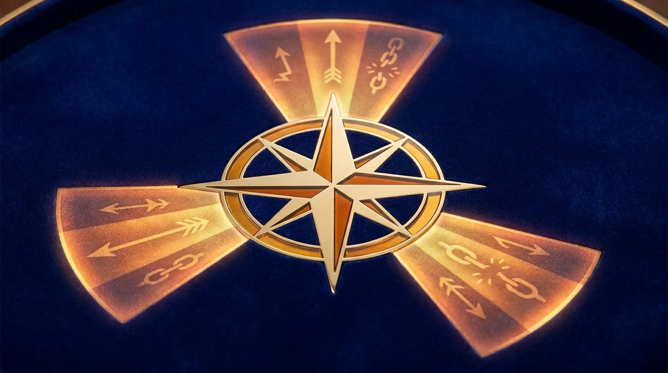 Directional warning zones radiating from a compass, the annual afflictions concept